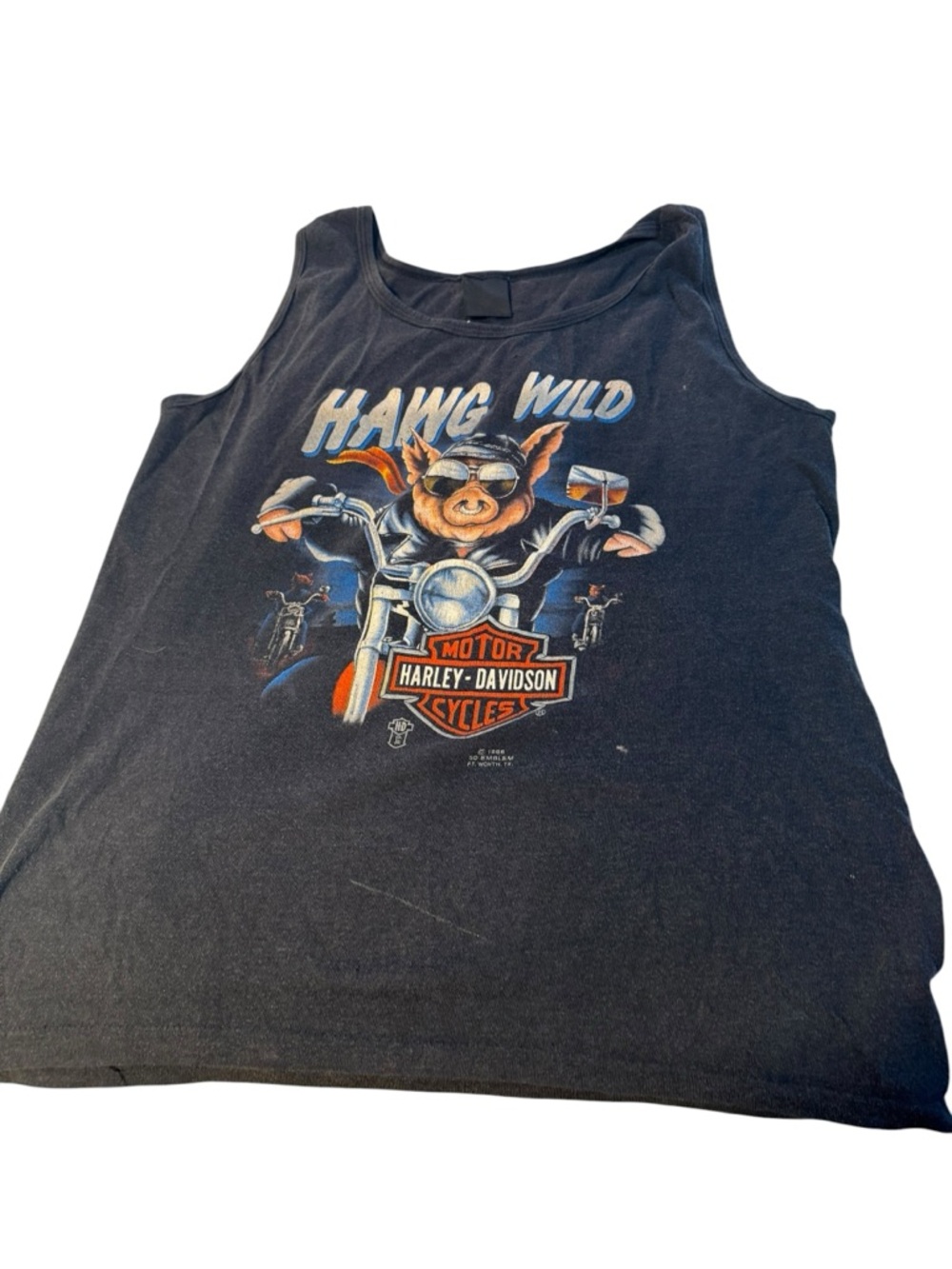 Harley-Davidson Black Tank with Eagle and Orange Lettering